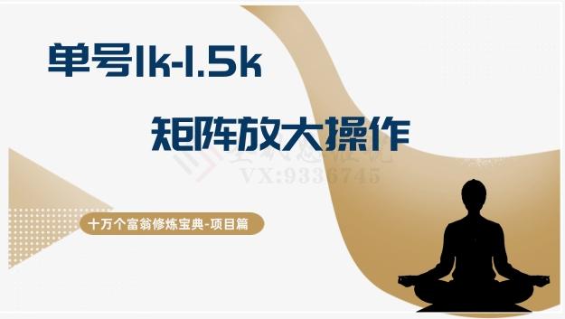 十万个富翁修炼宝典15.单号1k-1.5k，矩阵放大操作-七七项目网