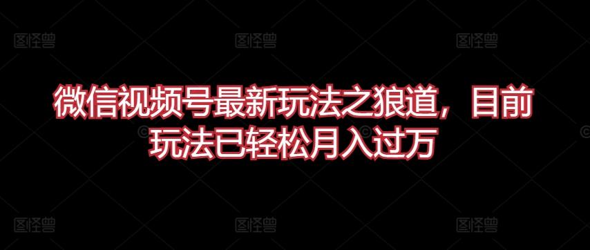 微信视频号最新玩法之狼道，目前玩法已轻松月入过万【揭秘】-七七项目网