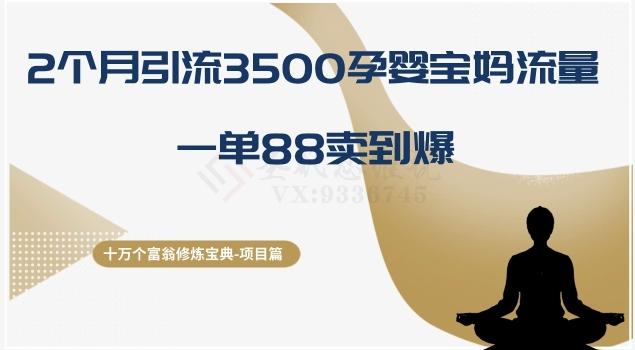十万个富翁修炼宝典之13.2个月引流3500孕婴宝妈流量，一单88卖到爆-七七项目网