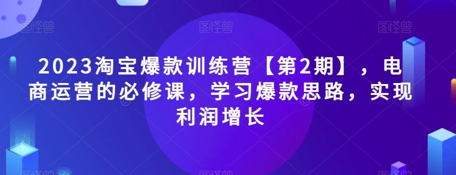 2023淘宝爆款训练营【第2期】，电商运营的必修课，学习爆款思路，实现利润增长-七七项目网
