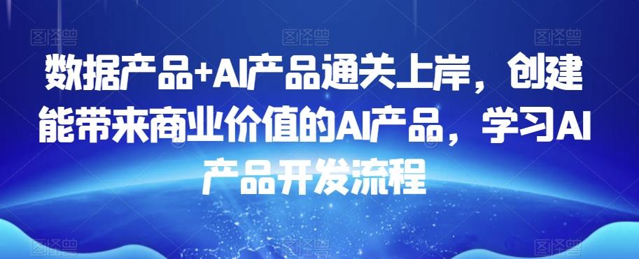 数据产品+AI产品通关上岸，创建能带来商业价值的AI产品，学习AI产品开发流程-七七项目网