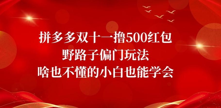 拼多多双十一撸500红包野路子偏门玩法，啥也不懂的小白也能学会【揭秘】-七七项目网