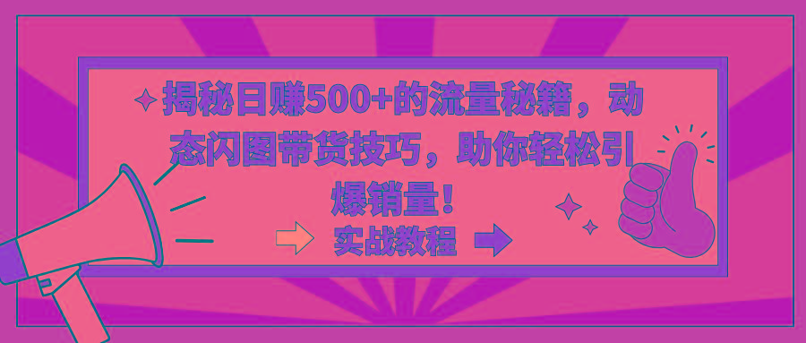 揭秘日赚500+的流量秘籍，动态闪图带货技巧，助你轻松引爆销量！-七七项目网
