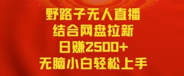 野路子无人直播结合网盘拉新，日赚2500+，小白无脑轻松上手【揭秘】-七七项目网